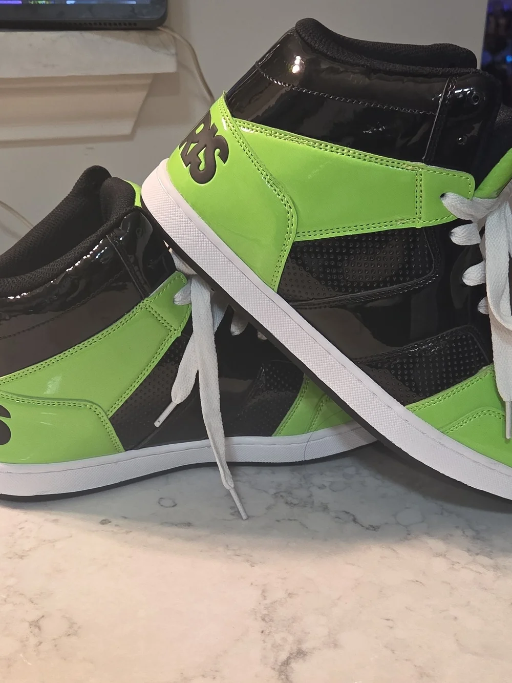 Osiris Kids High-Top Sneakers in Black and Neon Green